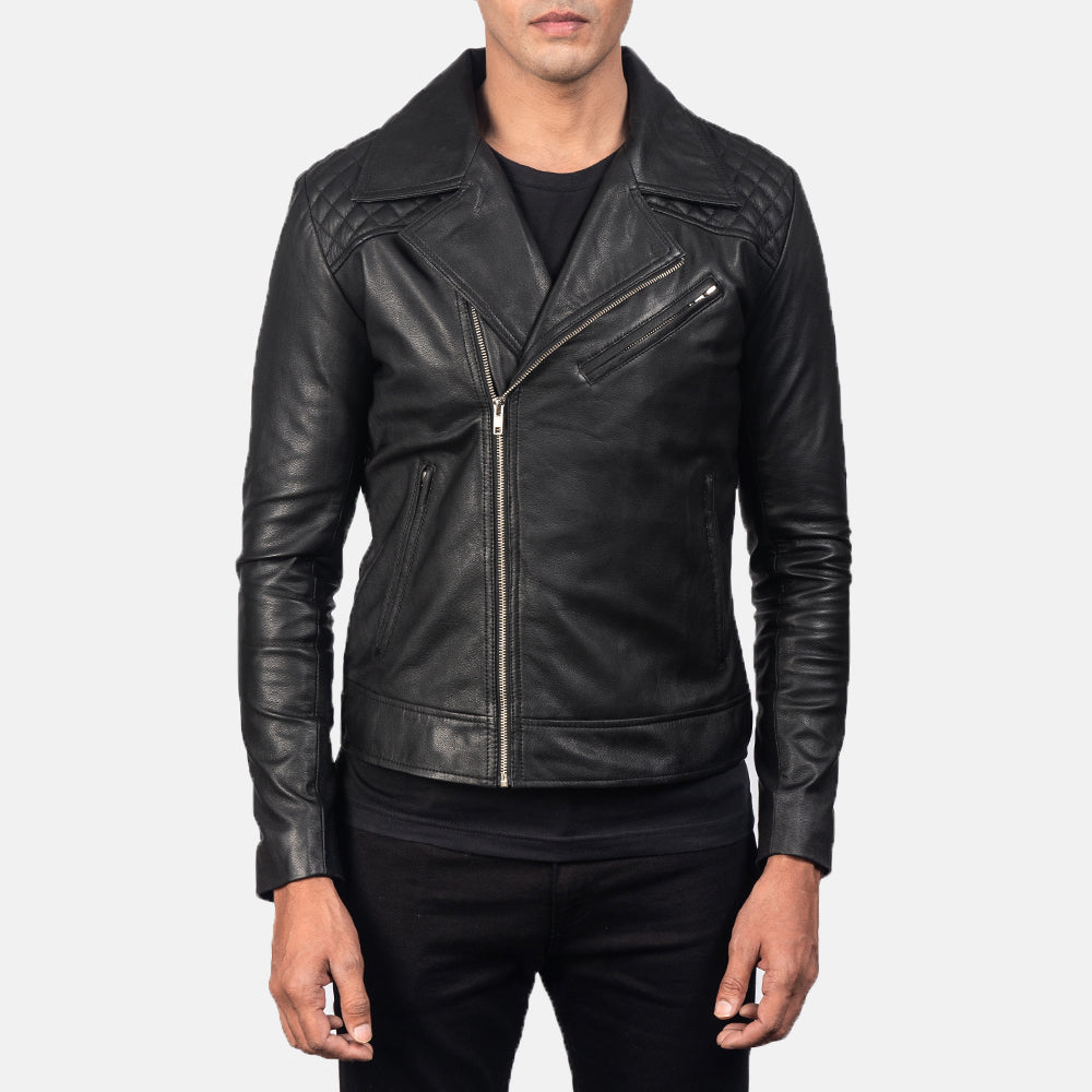 Danny Quilted Brown Leather Biker Jacket - Hliðarsýn með vinnuvistfræðilegu ermasniði