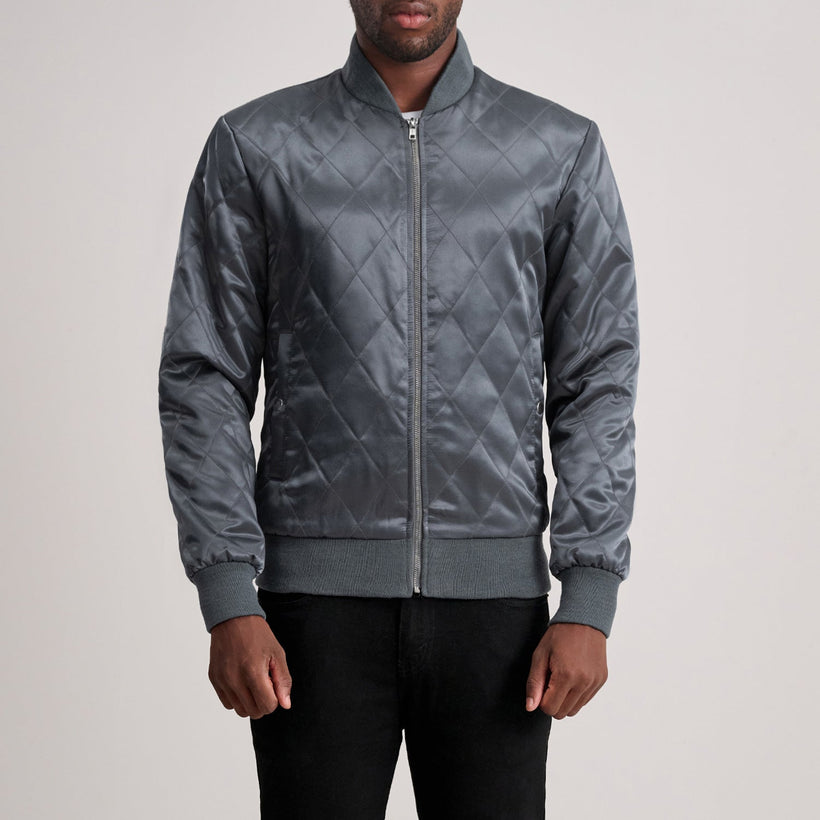Danson Rimlaskorinn Grey Varsity Leðurjakki fyrir Karla