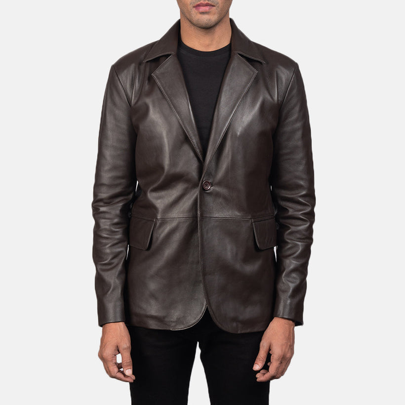 Daron Brúnn Leather Blazer fyrir karla