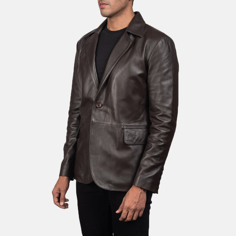 Daron Brúnn Leather Blazer fyrir karla