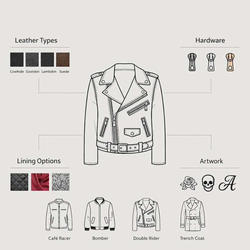 Design Your Own Leðurjakki fyrir konur