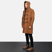 
Khaki Synthetic Wool Trench Coat - Að aftan með nákvæmri axlasniði og hreinum fald