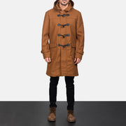 
Nærmynd of Shirt with Removable Hood & Toggle Buttons with Placket & Zipper Hardware on Drake Khaki Wool Duffle Coat