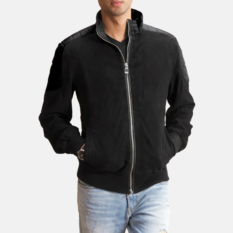 Ethan Hybrid Suede Bomber jakki úr leðri fyrir karla