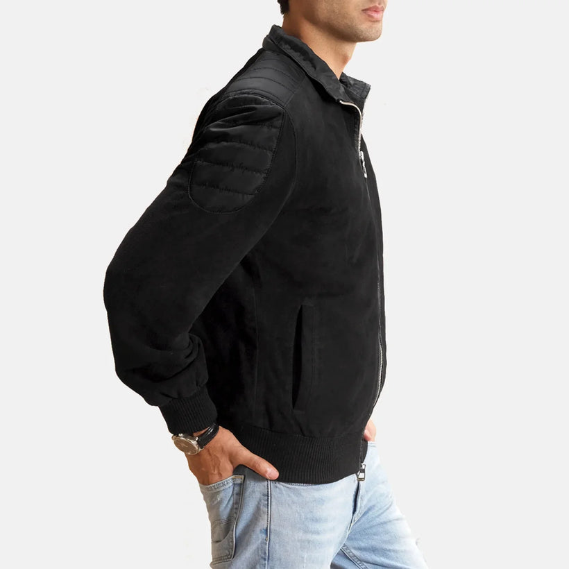 Ethan Hybrid Suede Bomber jakki úr leðri fyrir karla