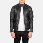 Men's Fernando Quilted Brown Suede Biker Jacket in Brown Goatskin Suede - Front Profile View &amp; Tailored Silhouette | Buy Online