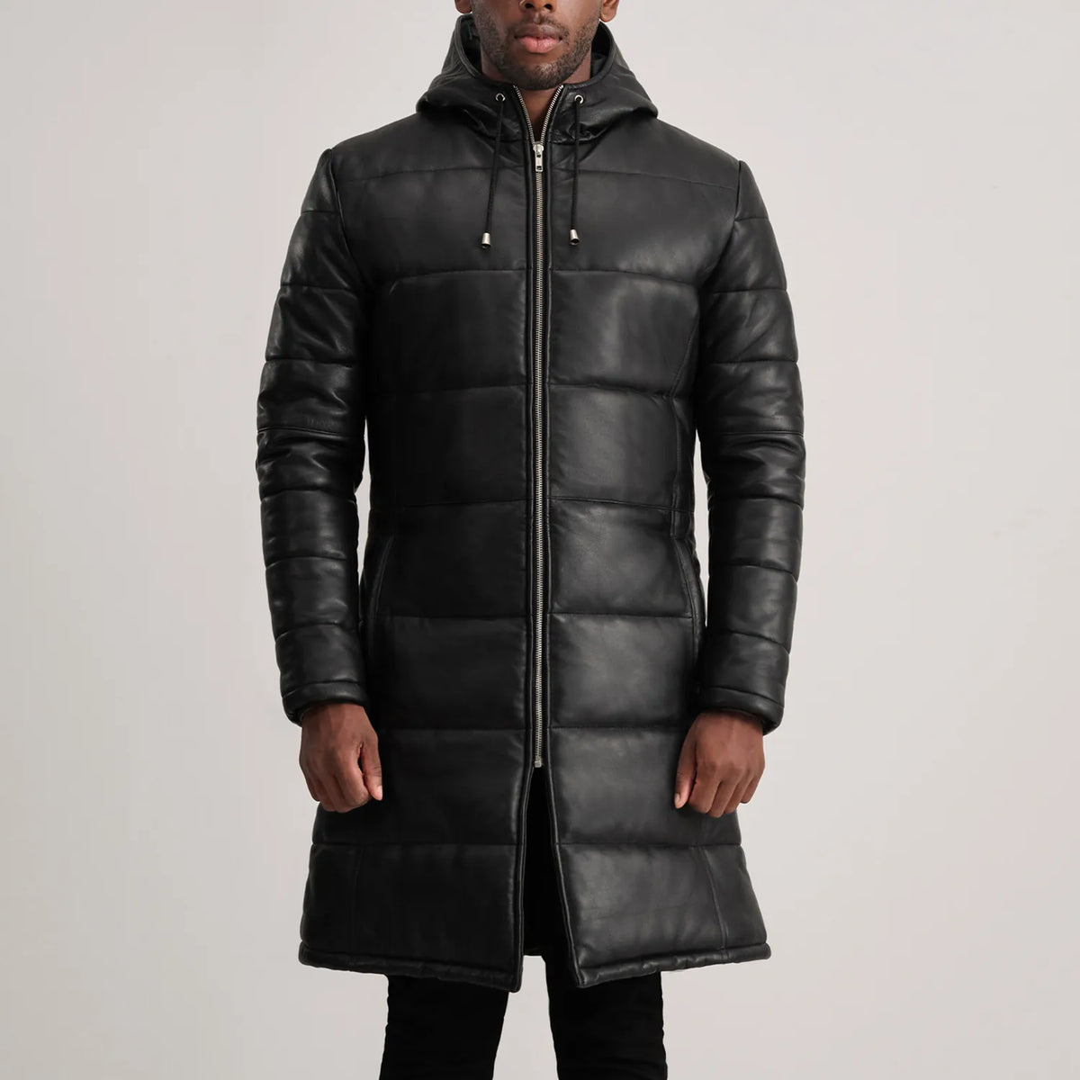 
Nærmynd of Hooded & Zipper Hardware on Floyd Tan Hooded Leather Puffer Coat