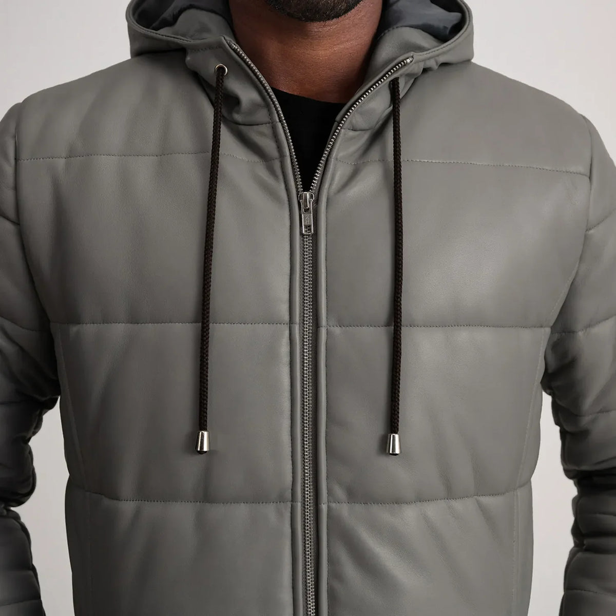 
Floyd Leðursíðkápa Ljósbrúnn Puffer Leðurjakki fyrir Karla – alternate product view 4