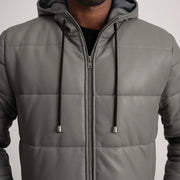 
Floyd Leðursíðkápa Ljósbrúnn Puffer Leðurjakki fyrir Karla – alternate product view 4