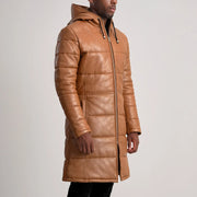 
Floyd Leðursíðkápa Ljósbrúnn Puffer Leðurjakki fyrir Karla – alternate product view 2