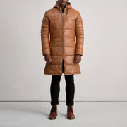 
Floyd Leðursíðkápa Ljósbrúnn Puffer Leðurjakki fyrir Karla – alternate product view 3