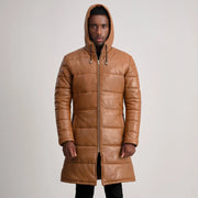 
Floyd Leðursíðkápa Ljósbrúnn Puffer Leðurjakki fyrir Karla – alternate product view 4