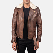
Handunnið faldssnið Furton Black Leather Biker Jacket