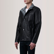 
Henrik Grey Suede Cafe Racer For Men - Hliðarsýn með vinnuvistfræðilegu ermasniði