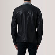 
Nærmynd of Band Collar with Snap Button & Zipper with placket Hardware on Henrik Grey Suede Cafe Racer For Men