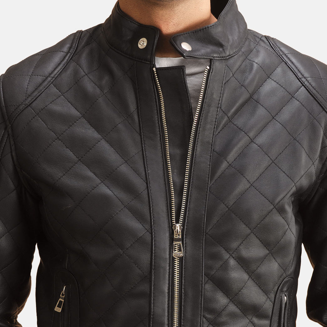 
Nærmynd of Band with Snap Button & Zipper Hardware on Henry Rimlaskorinn Svartur Leðurjakki fyrir Karla