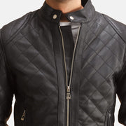 
Nærmynd of Band with Snap Button & Zipper Hardware on Henry Rimlaskorinn Svartur Leðurjakki fyrir Karla
