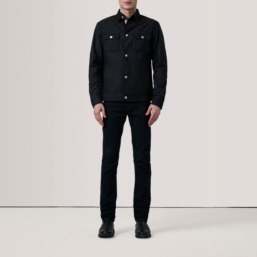 Irwin Svartur Waxed Canvas Field Leðurjakki fyrir karla