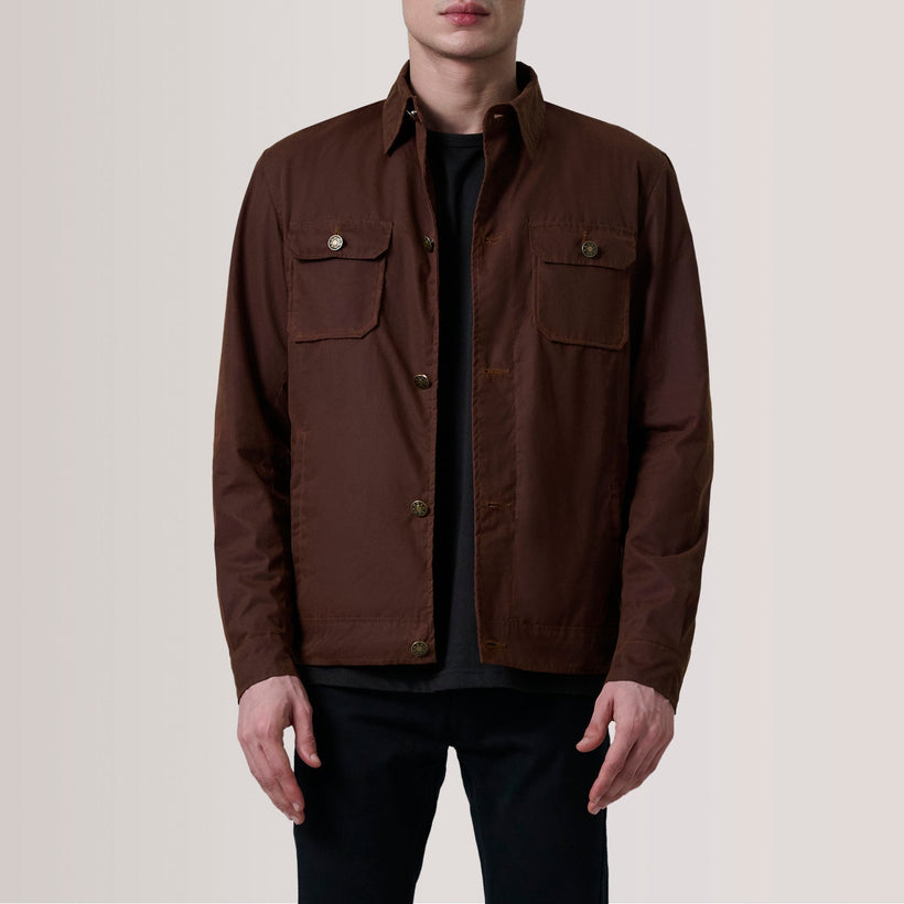 Irwin Brúnn Waxed Canvas Field Leðurjakki fyrir karla