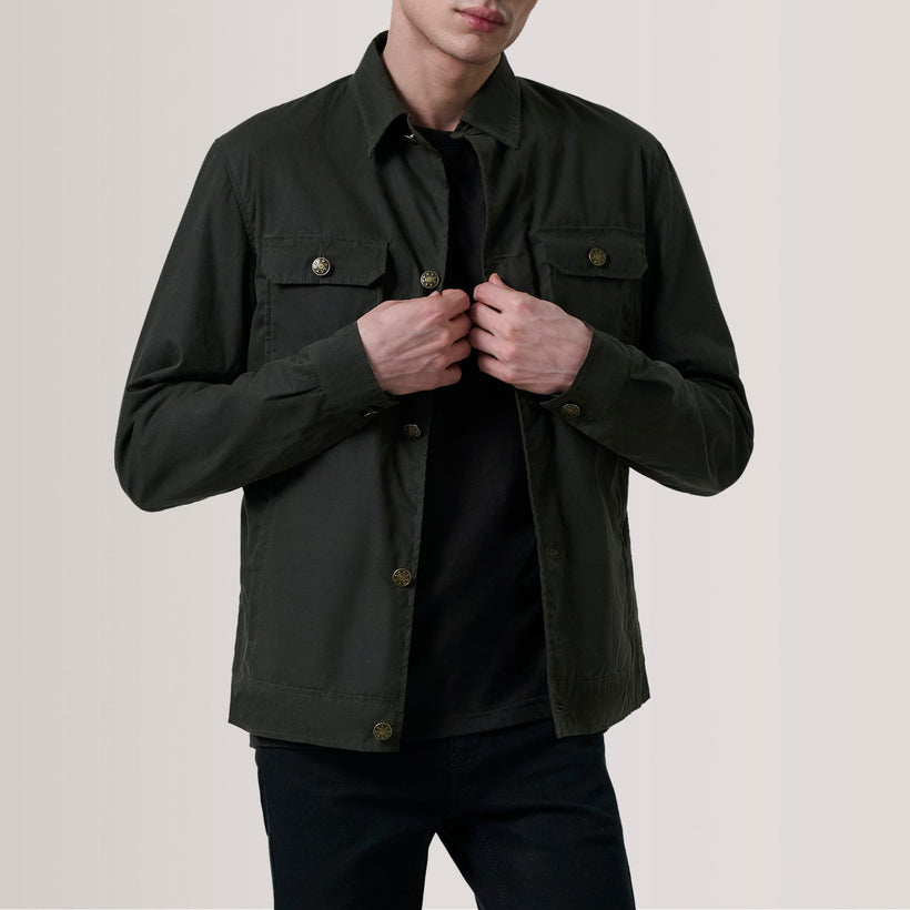 Irwin Olive Waxed Canvas Field Leðurjakki fyrir karla