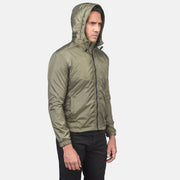 
Jimmy Grænn Hooded Windbreaker Leðurjakki fyrir Karla - Að aftan með nákvæmri axlasniði og hreinum fald