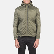 
Nærmynd of High Neck with Hood & Zipper with wind flap Hardware on Jimmy Grænn Hooded Windbreaker Leðurjakki fyrir Karla