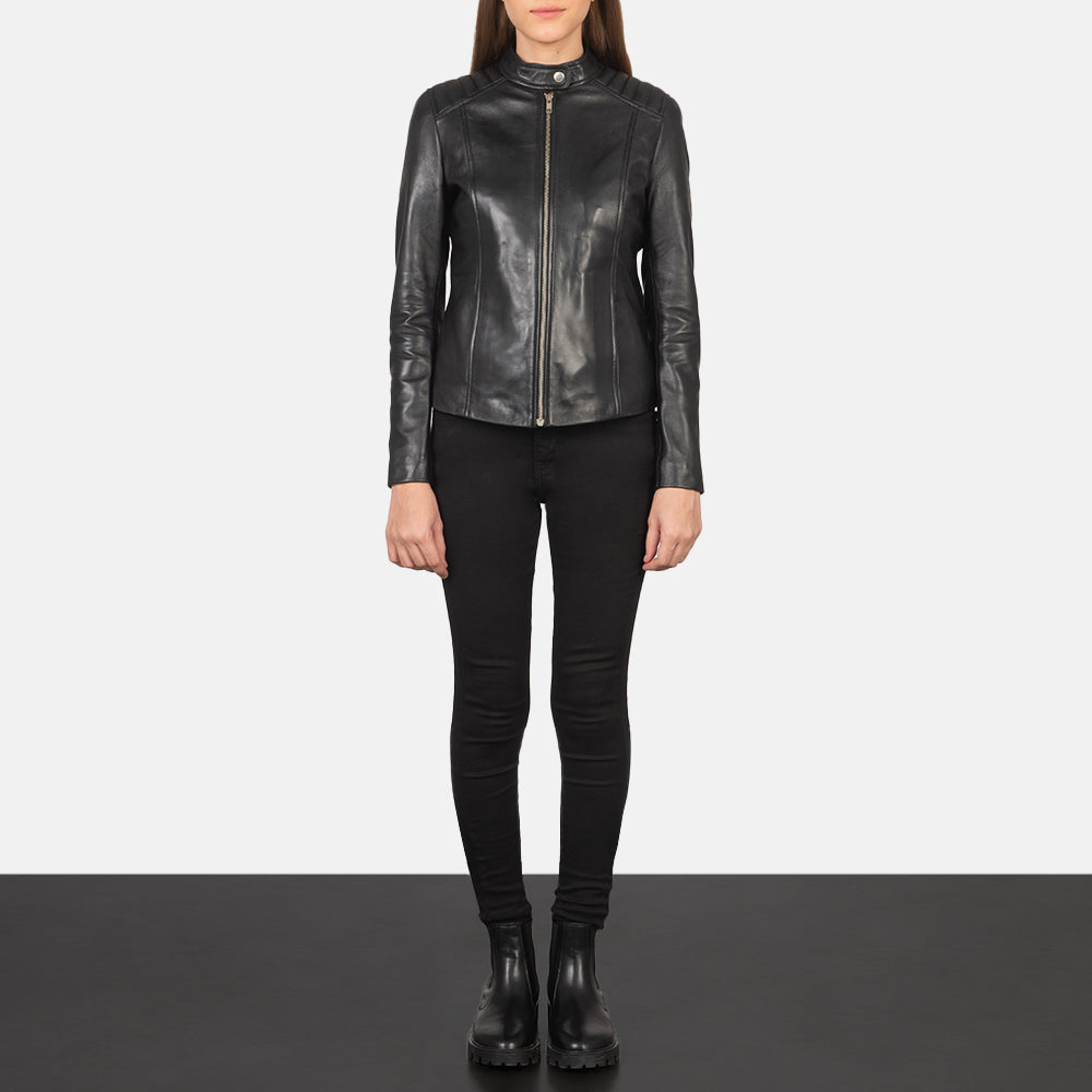 Kelsee Leather Biker Jacket – alternate product view 4
