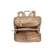 
Solid Antique Brass Hardware & Heavy-Duty Dual Zipper Detail on Bern Ósvikið full grain leður Backpack