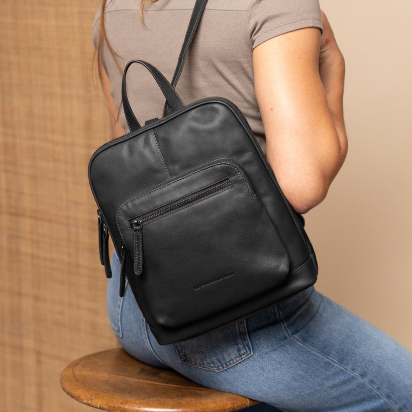Floran Full-Grain Leather Backpack fyrir konur