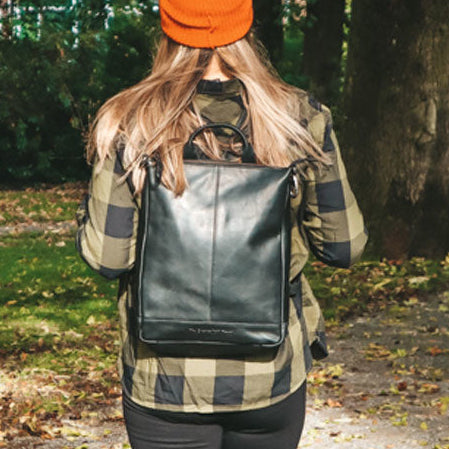 Saar Full-Grain Leather Backpack fyrir konur
