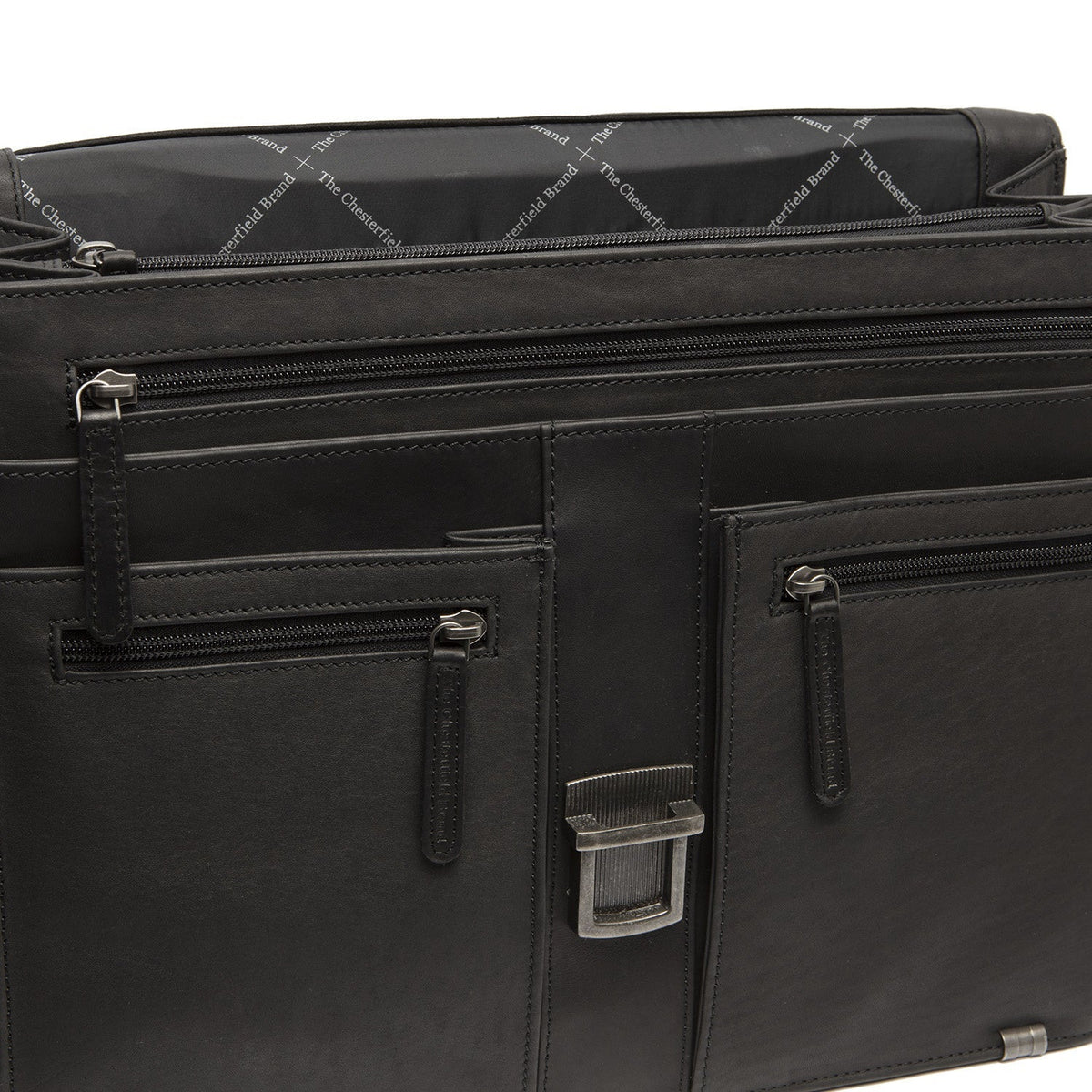 Stuttgart Full-Grain Leather Briefcase - Structured Side Profile Showing Gusset Depth &amp; Expansion Capacity