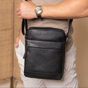 Classic 100% Full-Grain leather Bag - Rear Perspective Showing Reinforced Leather Straps &amp; Stitching