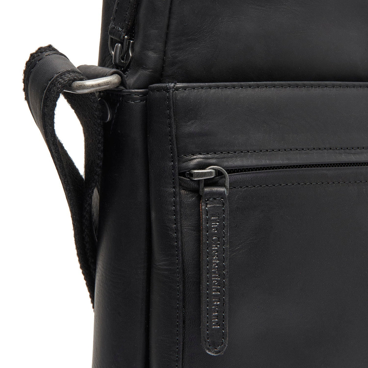 Anzora Full-Grain Leather Crossbody Bag - Structured Side Profile Showing Gusset Depth &amp; Expansion Capacity