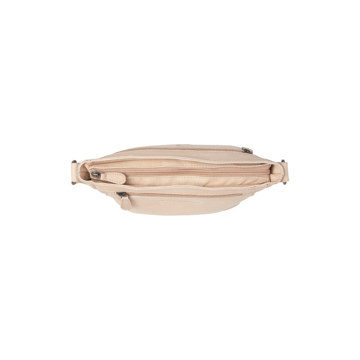 
Solid Antique Brass Hardware & Heavy-Duty Dual Zipper Detail on Aston Leður crossbody taska