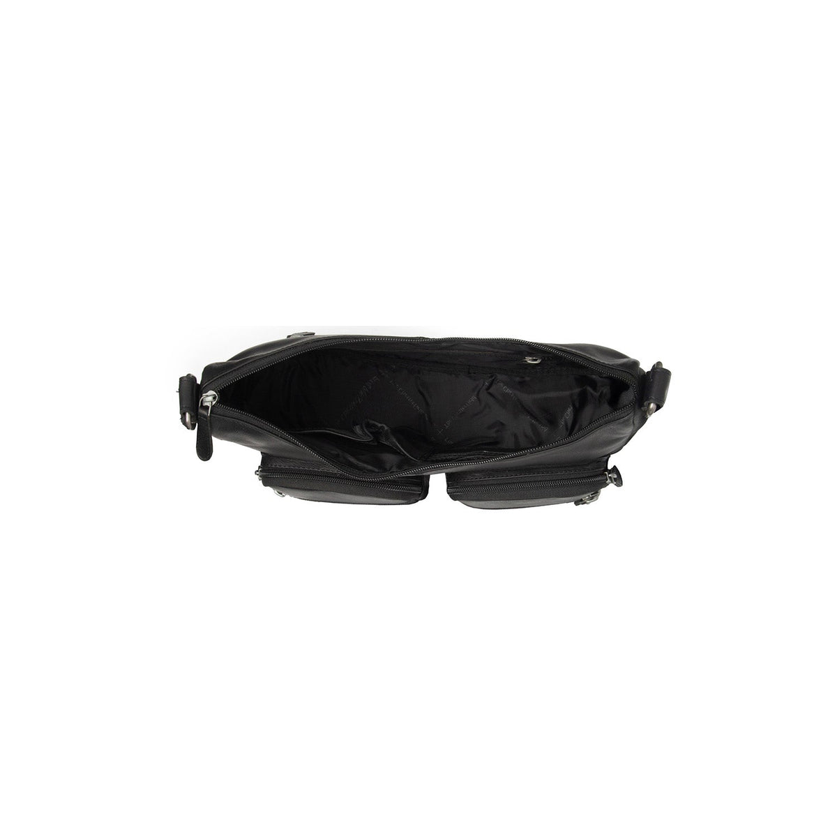 Solid Antique Brass Hardware &amp; Heavy-Duty Dual Zipper Detail on Valenora Ekta full grain leður Þvertaska