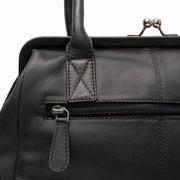 Dorin Full-Grain Leather Handbag - Lateral Side Profile View Showing Sleeve Cut &amp; Athletic Taper Fit