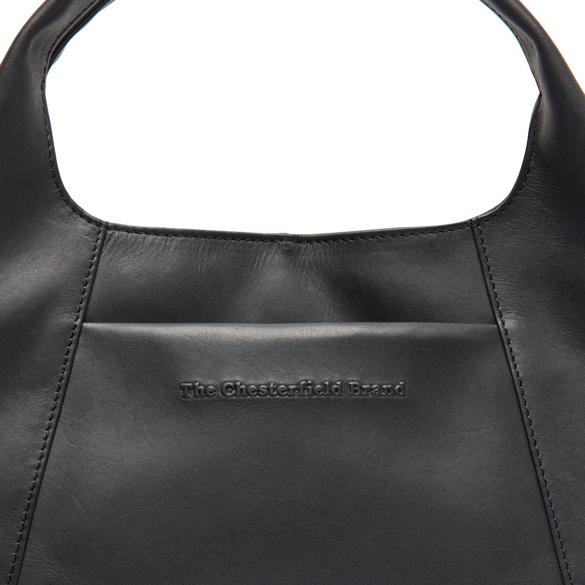 Close-Up Detail of Classic Collar &amp; Heavy-Duty Zipper Hardware on Salina Full-Grain Leather Handbag