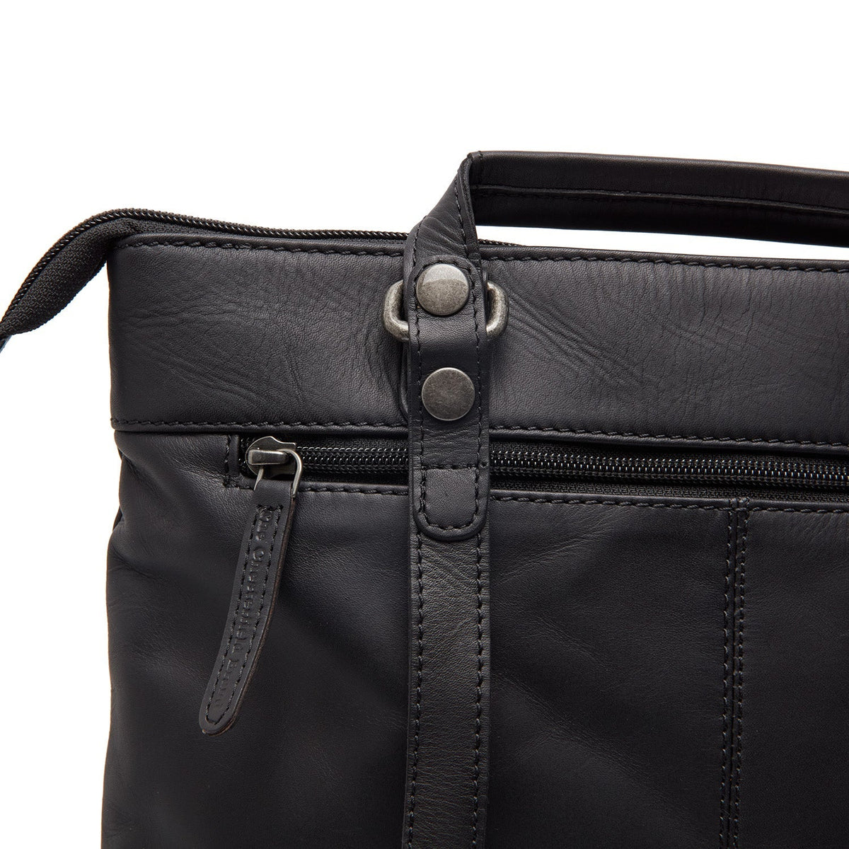 Caldero Full-Grain Leather Laptop Backpack - Structured Side Profile Showing Gusset Depth &amp; Expansion Capacity