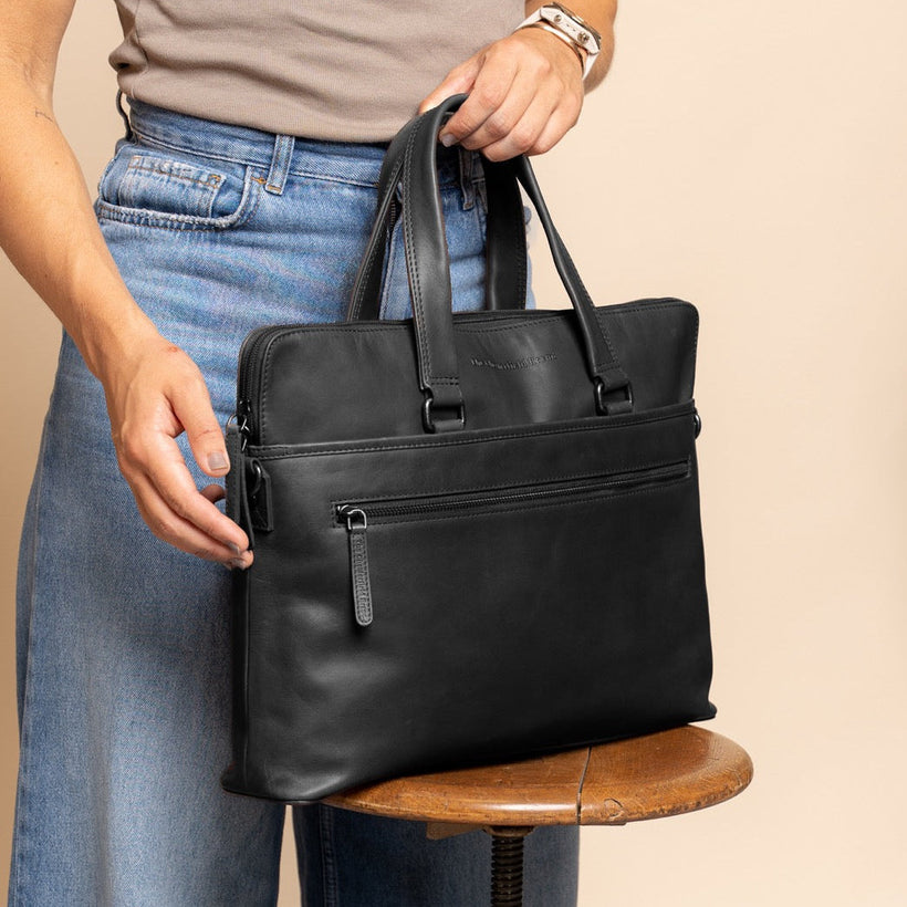 Elvas Full-Grain Leather Laptop Bag fyrir konur