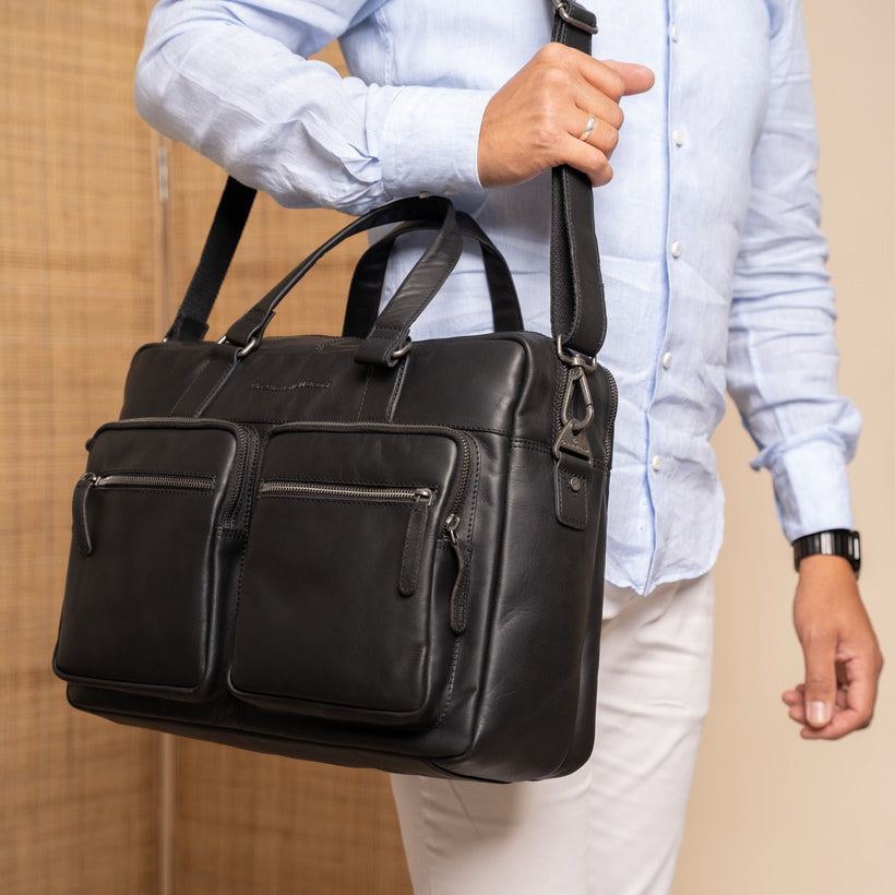 Misha Full-Grain Leather Laptop Bag fyrir konur