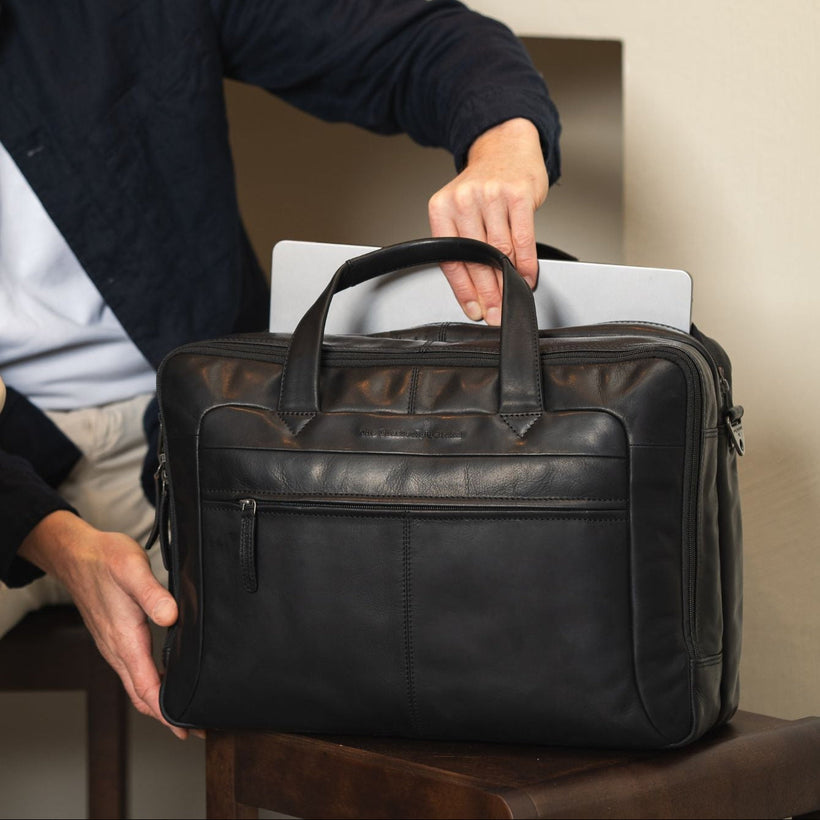 Ryan Full-Grain Leather Laptop Bag fyrir karla