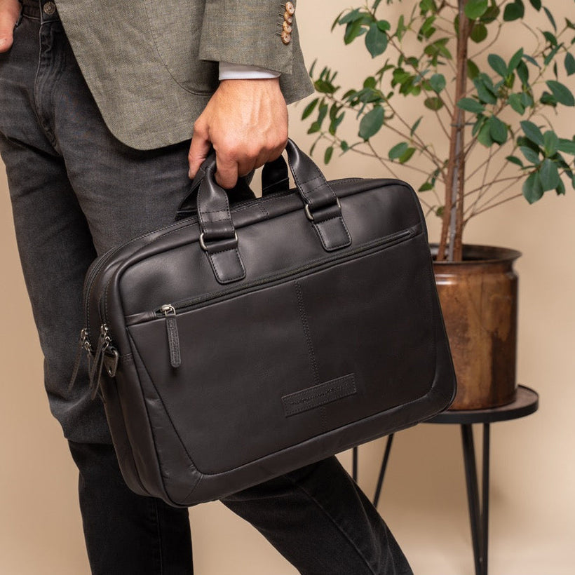Seth Full-Grain Leather Laptop Bag fyrir karla
