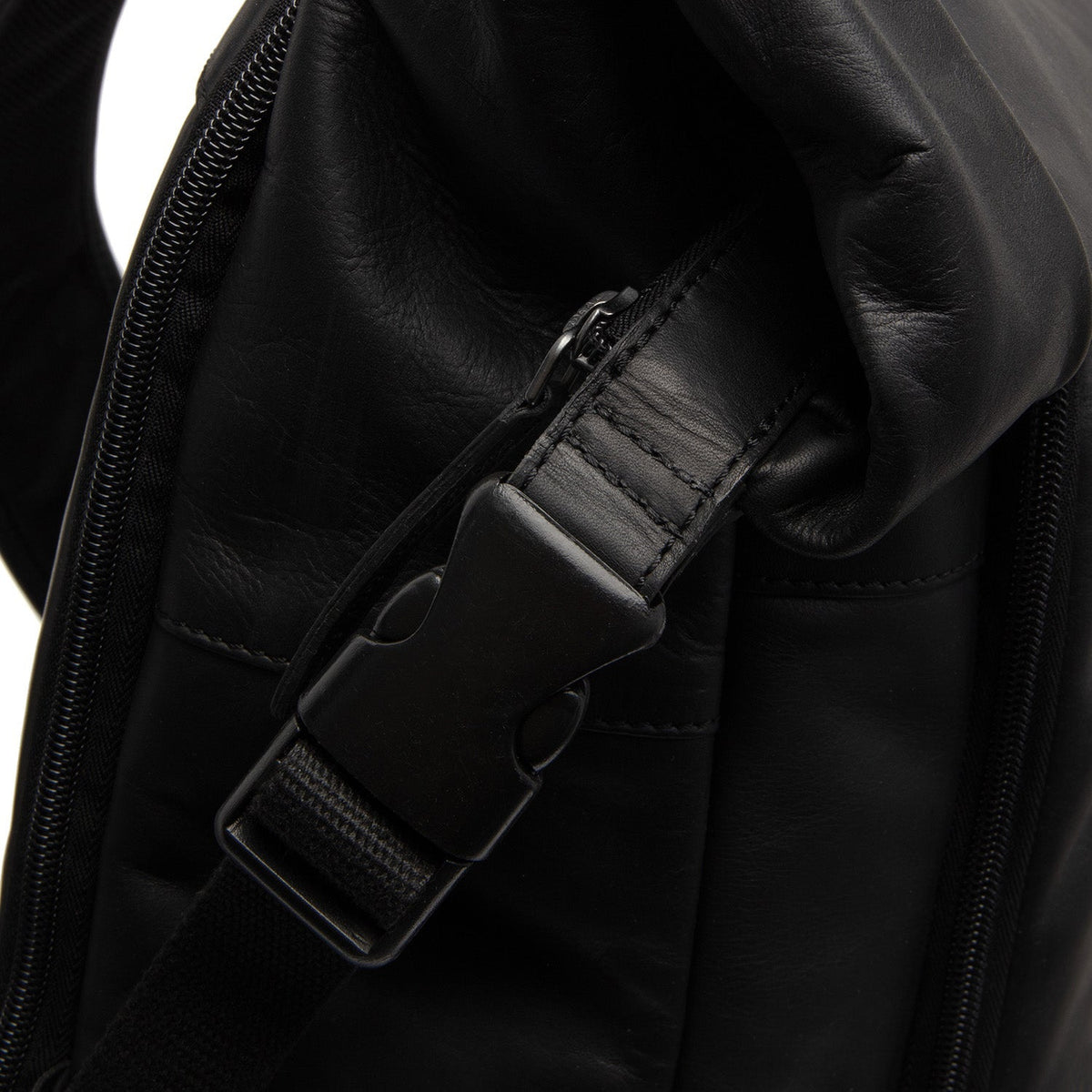 
Black Leather Roll-top Backpack Remo, detail view 8