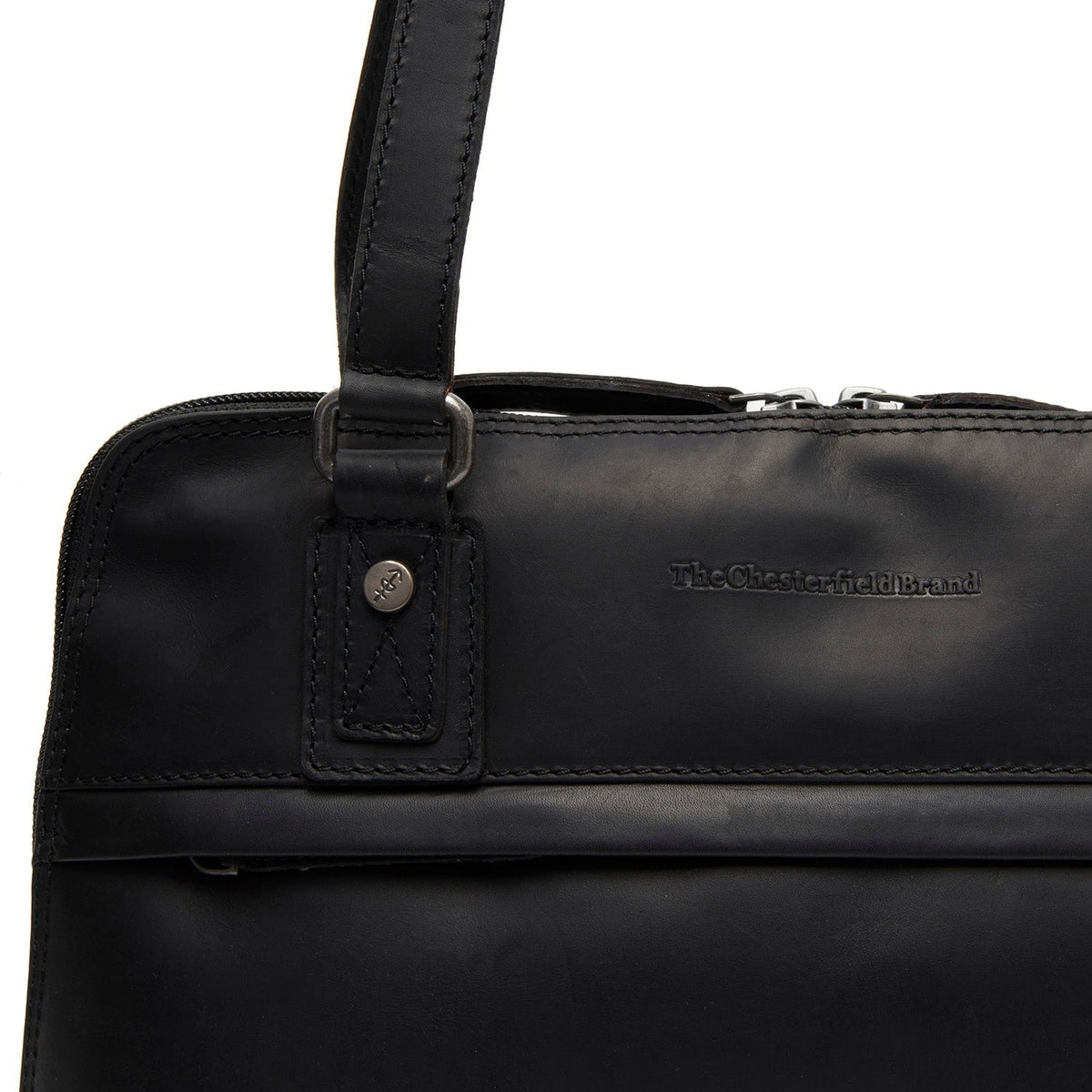 
Classic 100% Full-Grain leather Bag - Að aftan með styrktum leðurólum