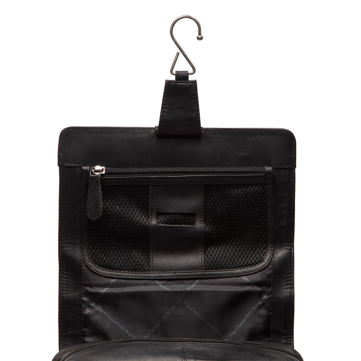 
Nærmynd of Classic Collar & Heavy-Duty Zipper Hardware on Rosario Leður snyrtitaska