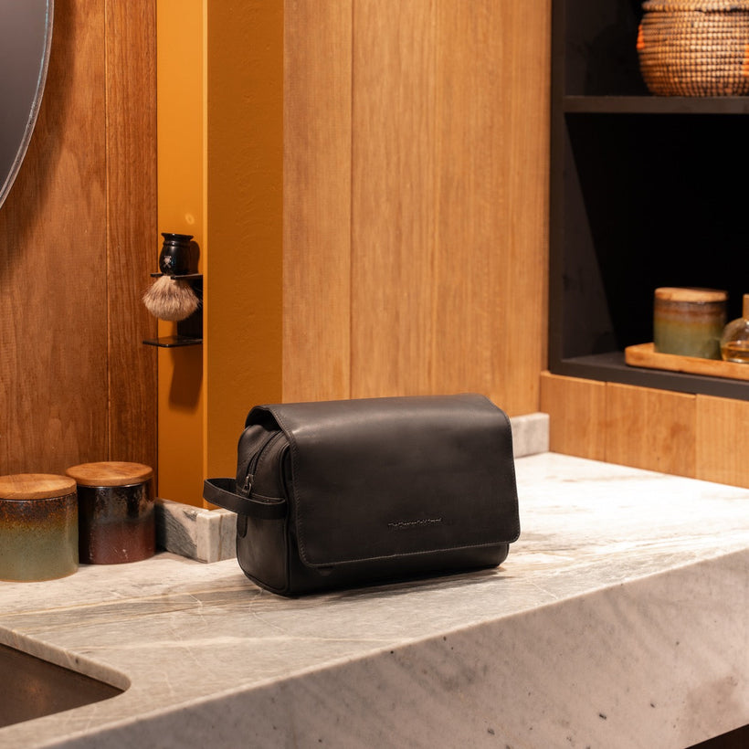 Rosario Full-Grain Leather Toiletry Bag fyrir konur