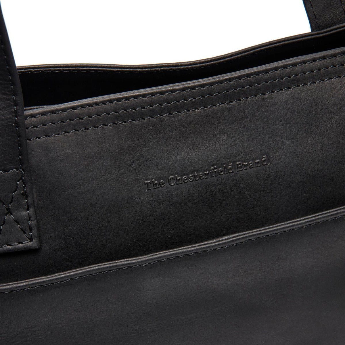 
Classic 100% Full-Grain leather Bag - Að aftan með styrktum leðurólum