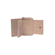Solid Antique Brass Hardware &amp; Heavy-Duty Dual Zipper Detail on Orveta Full-Grain Leather Wallet