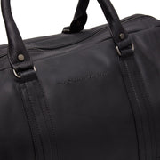 Solid Antique Brass Hardware &amp; Heavy-Duty Dual Zipper Detail on Melbourne Full-Grain Leather Weekender Bag