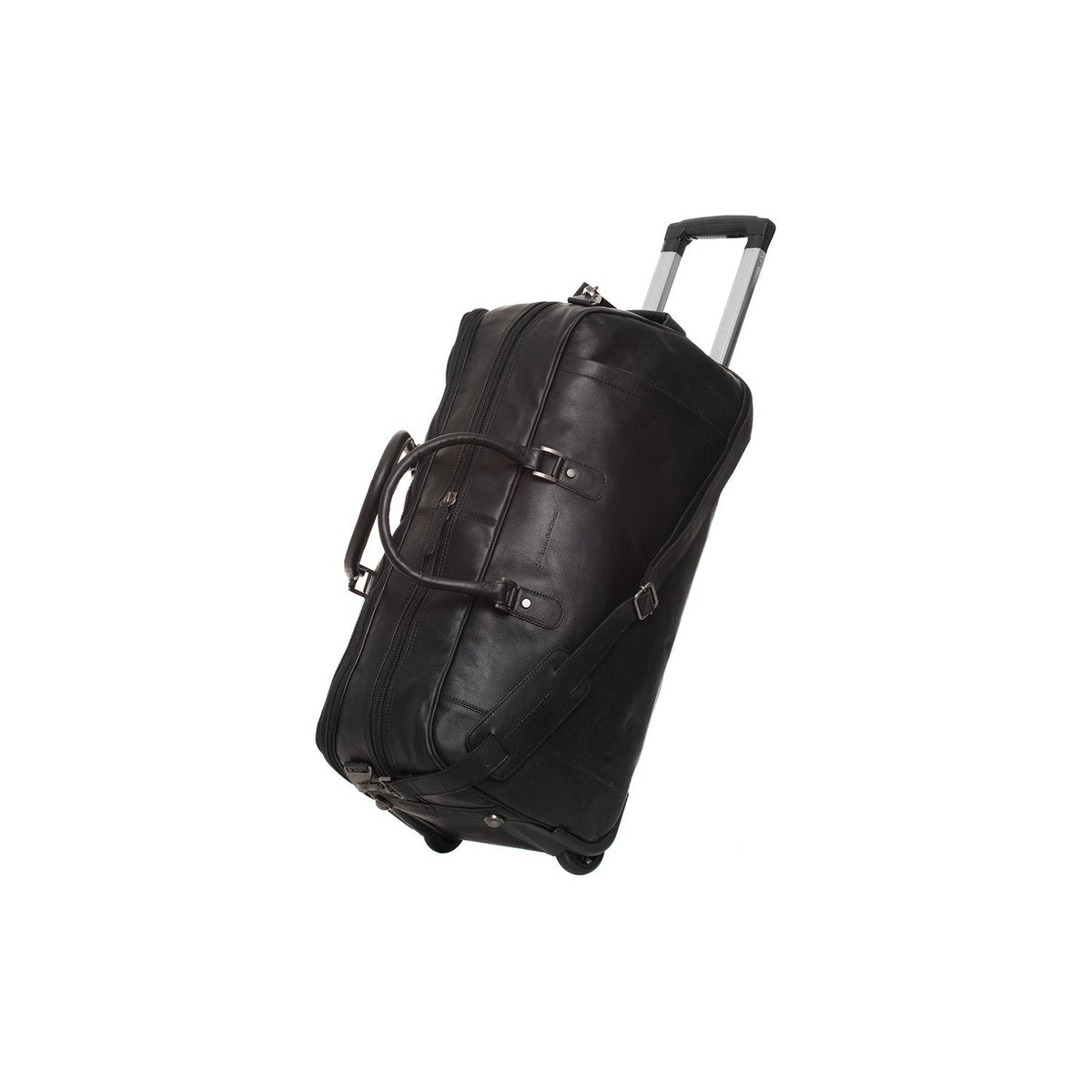 
Leather Weekender Trolley Jayven í ósviknu 100% full grain leðri - Full Exterior Að framan með sniðinni hönnun | Kaupa á netinu